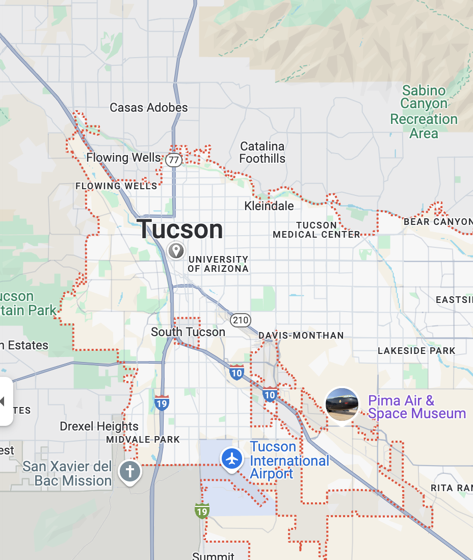 Map of Tucson, Arizona showing the area where Cindy Gibson's home invasion occurred